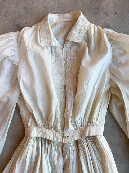 c. 1850s-1860s White Cotton Dress