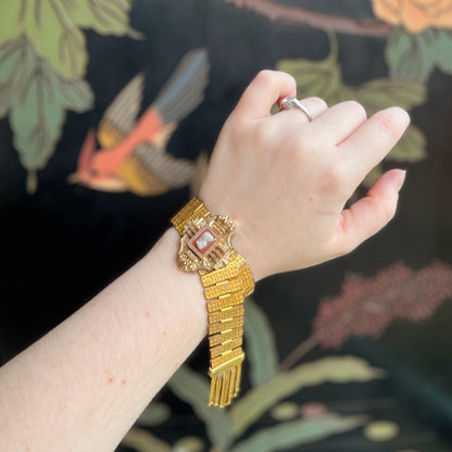 c. 1880s Book Chain Cameo Bracelet