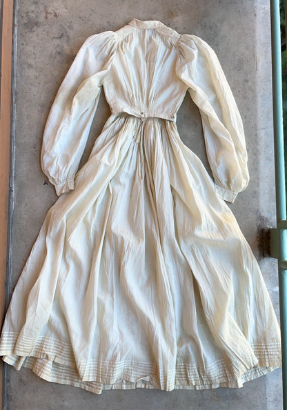 c. 1850s-1860s White Cotton Dress