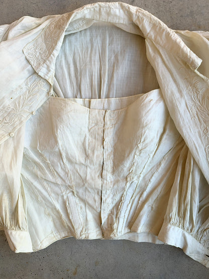 c. 1850s-1860s White Cotton Dress
