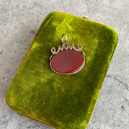 Turn of the Century Carnelian Glass Cameo Fob Pendant