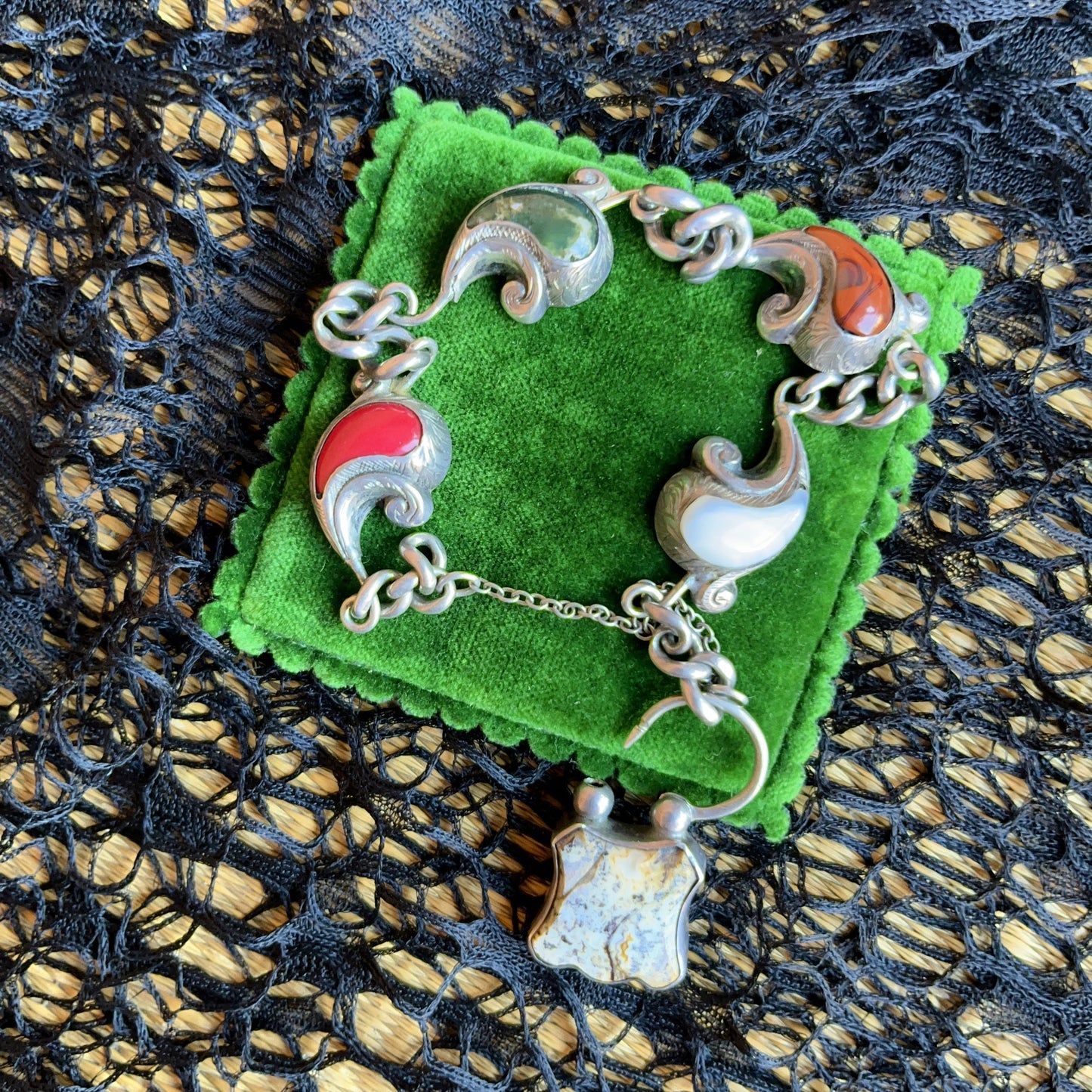 Victorian Scottish Agate Silver Bracelet