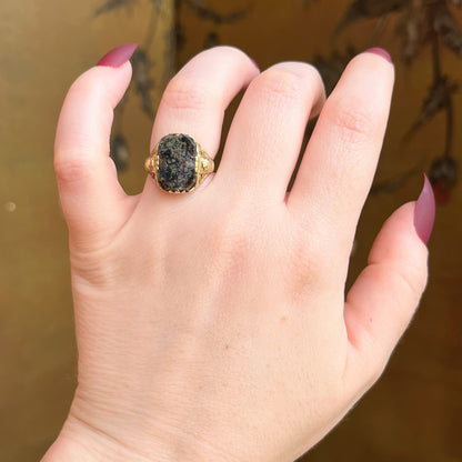 c. 1910s-1920s 14k Gold Petrified Wood Ring