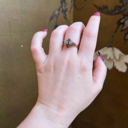c. 1930s-1940s 14k Gold Cat's Eye Ruby Ring