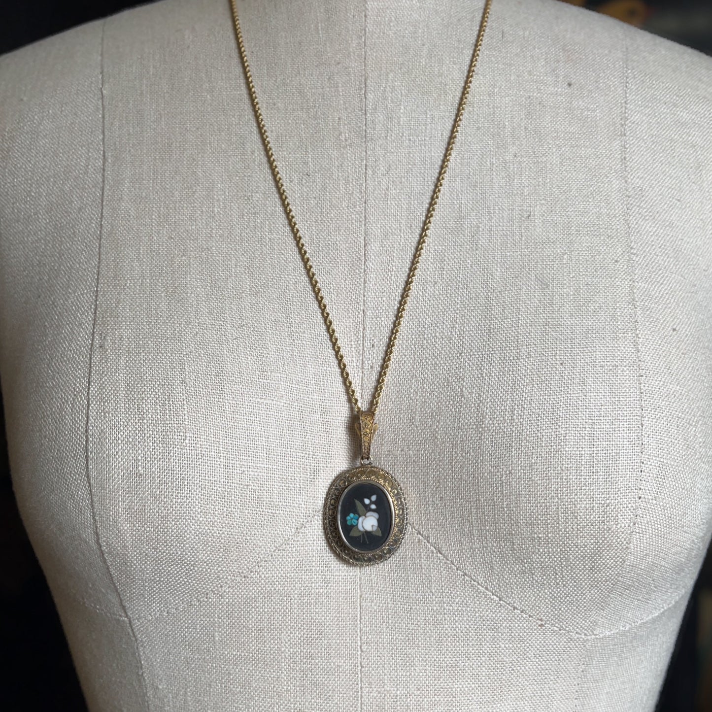 c. 1880s Pietra Dura Locket
