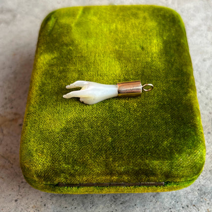 19th c. Mano Cornuto Mother of Pearl Pendant