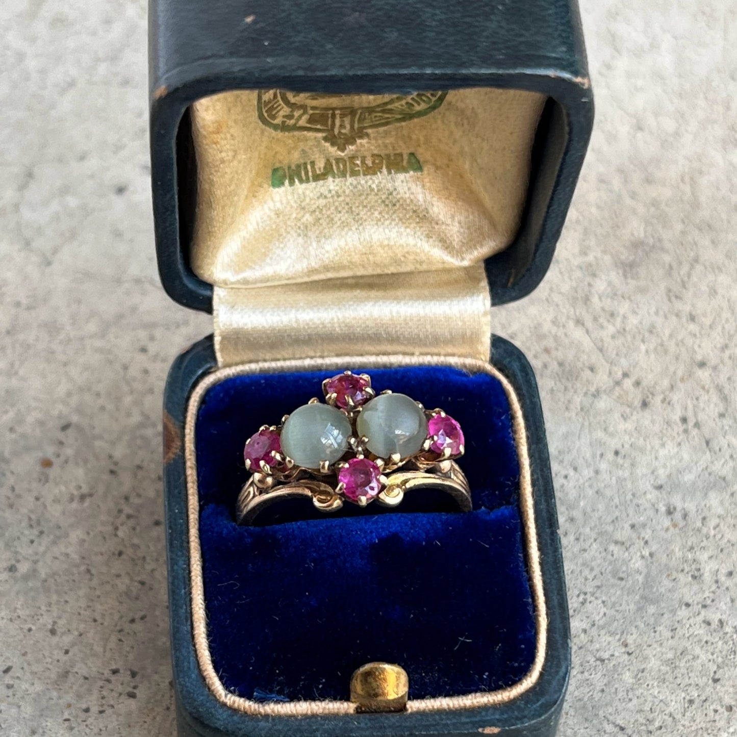 c. 1930s-1940s 14k Gold Cat's Eye Ruby Ring