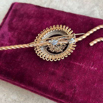 19th c. Large Shepherd's Crook + Fly Brooch