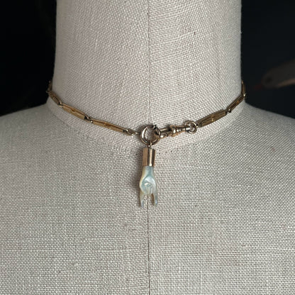 19th c. Mano Cornuto Mother of Pearl Pendant