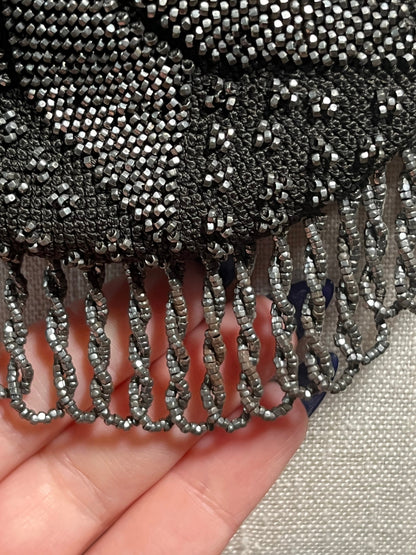 c. 1900 Cut Steel Beaded Snake Chatelaine Purse