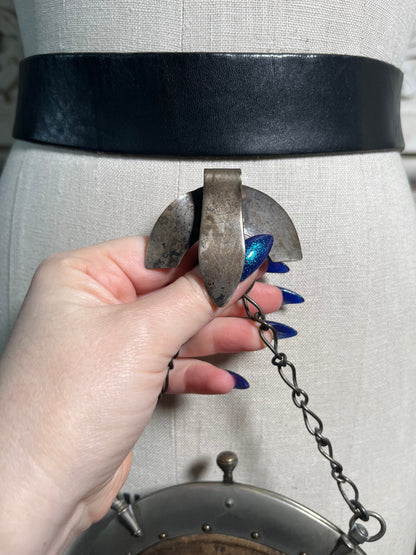 c. 1900 Cut Steel Beaded Snake Chatelaine Purse