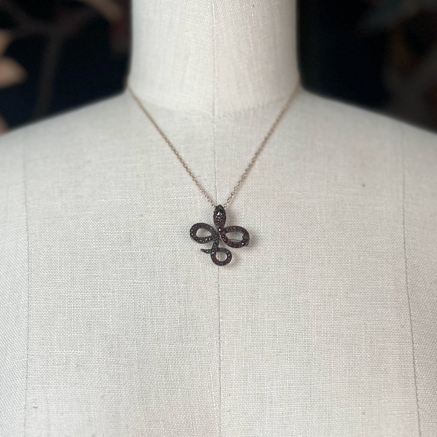c. 1890s-1900s Garnet Snake Brooch