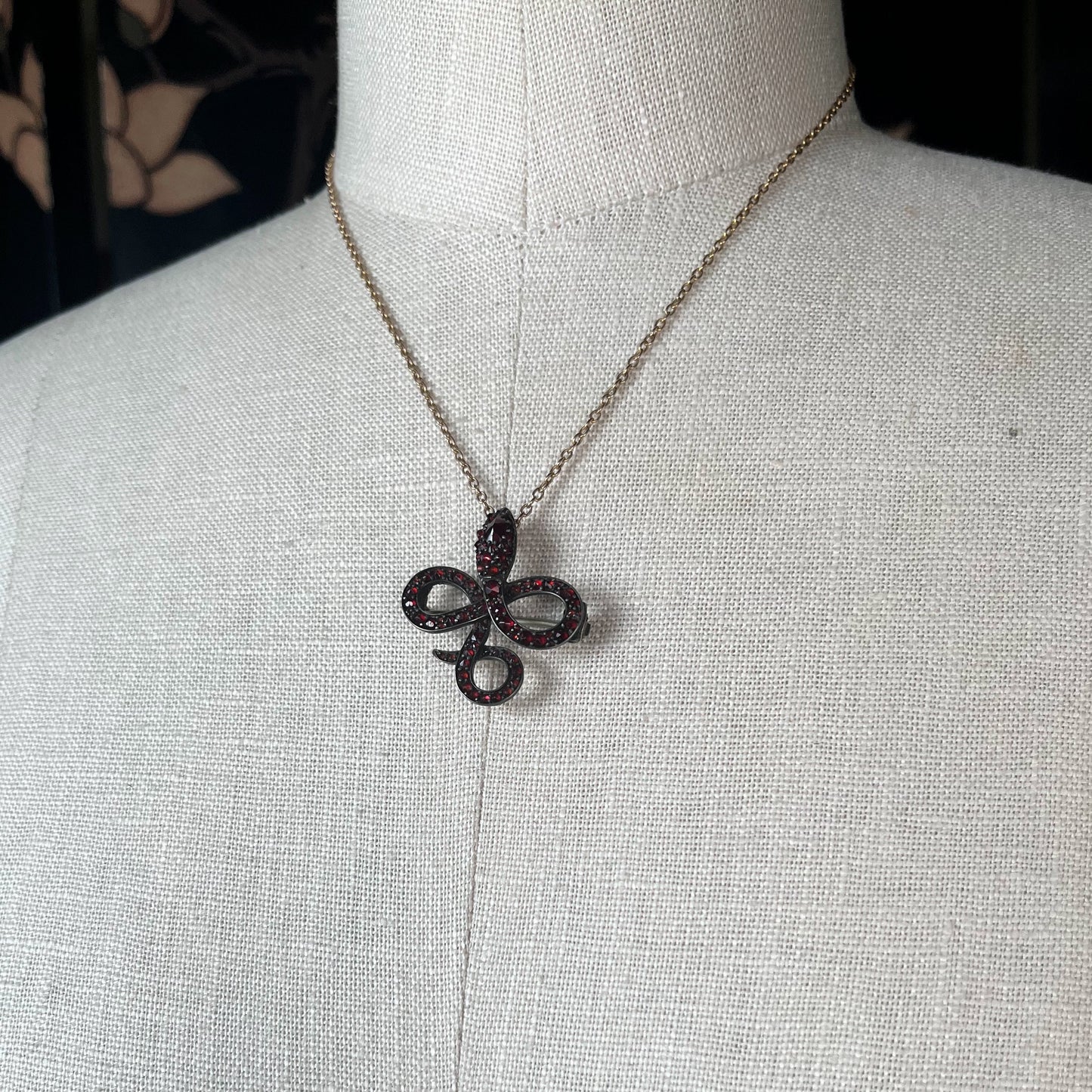 c. 1890s-1900s Garnet Snake Brooch