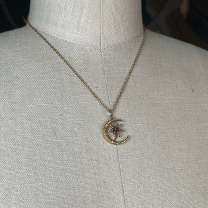 c. 1900s-1910s 10k Gold Crescent Moon Pedant