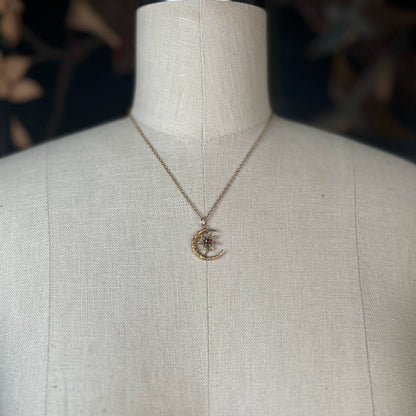 c. 1900s-1910s 10k Gold Crescent Moon Pedant