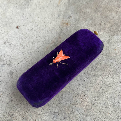 Early 19th c. 14k Gold Coral Fly Pendant