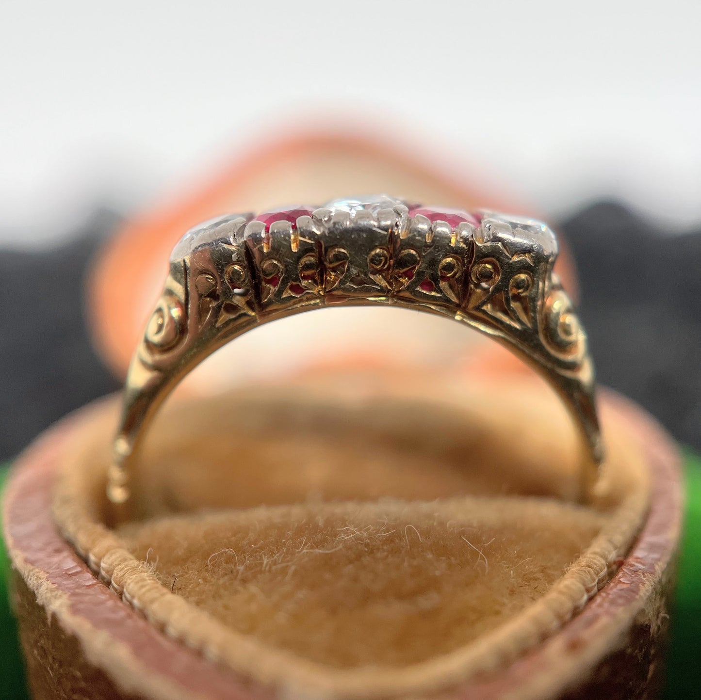 Early 20th c. 14k Gold Ruby Diamond Ring