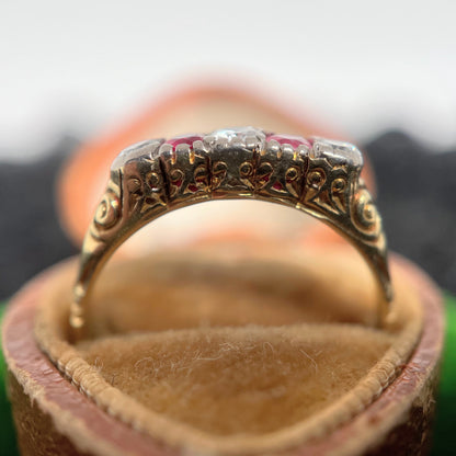 Early 20th c. 14k Gold Ruby Diamond Ring