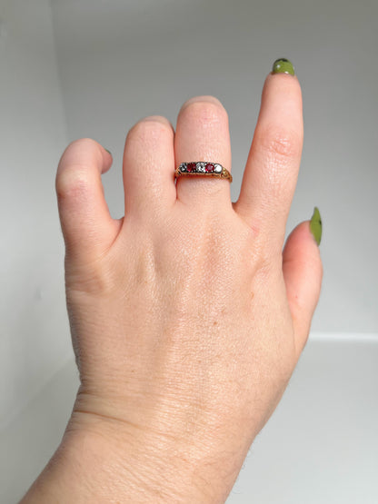 Early 20th c. 14k Gold Ruby Diamond Ring