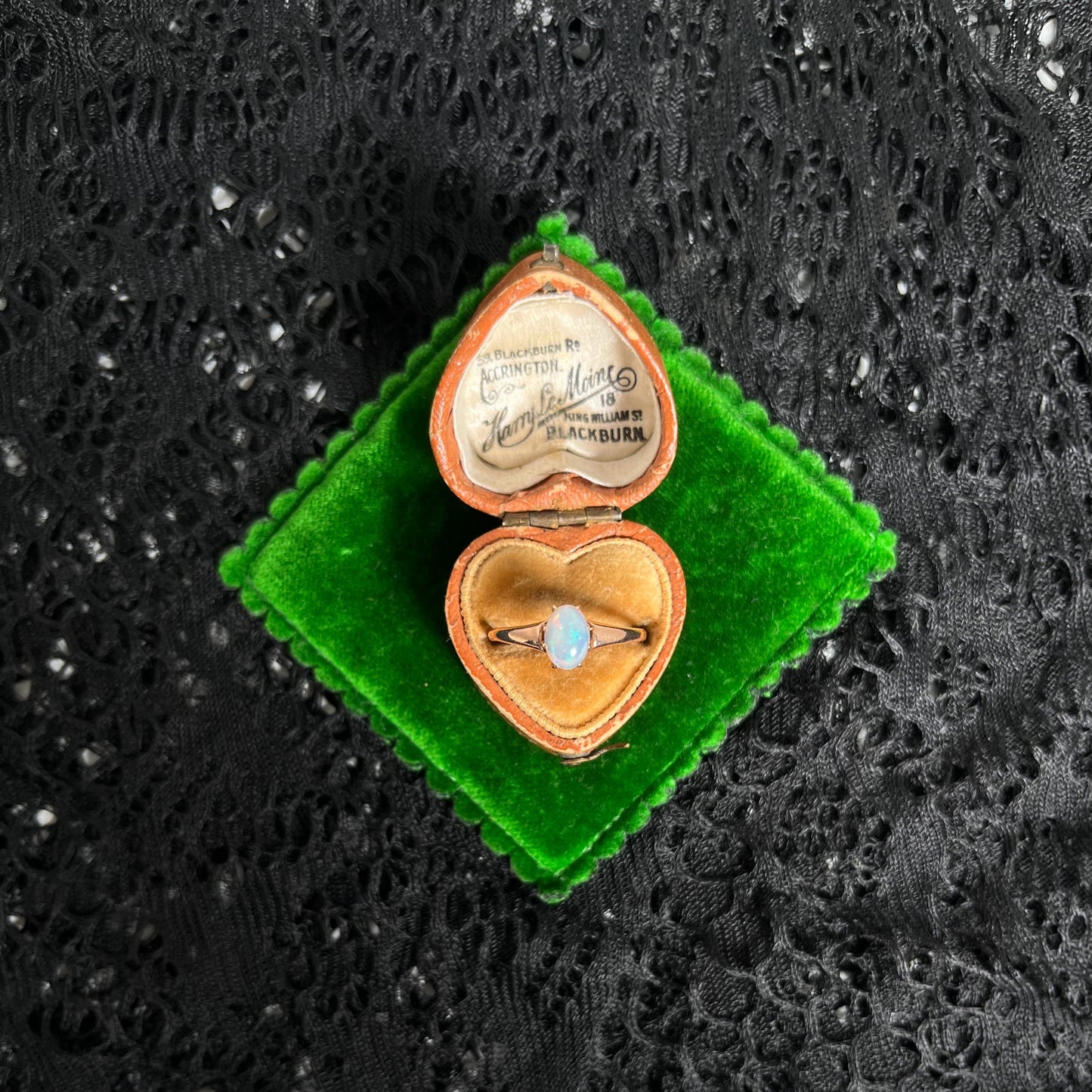 Late 19th c. 10k Gold Opal Ring | Engraved 'Flora'