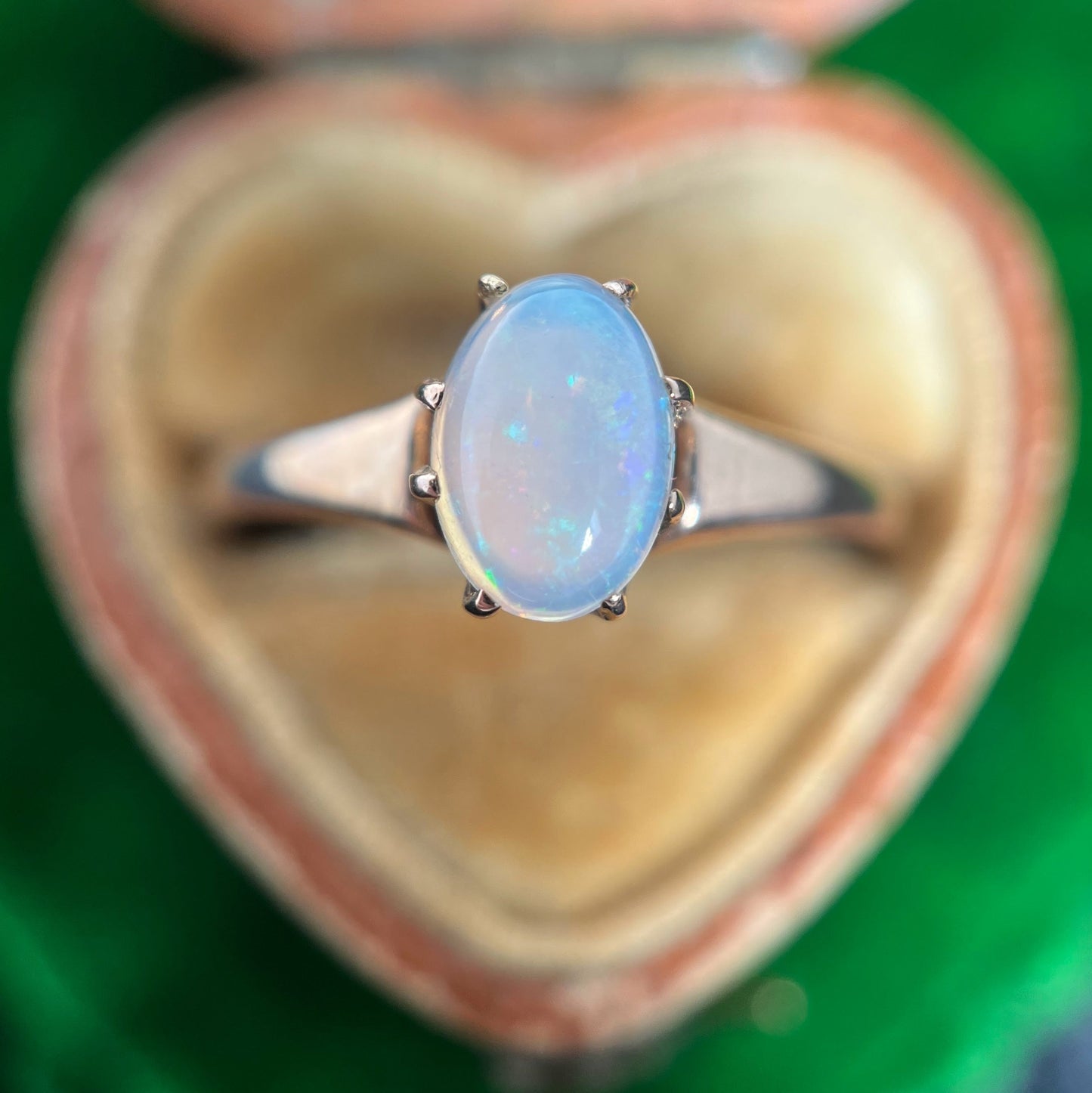 Late 19th c. 10k Gold Opal Ring | Engraved 'Flora'