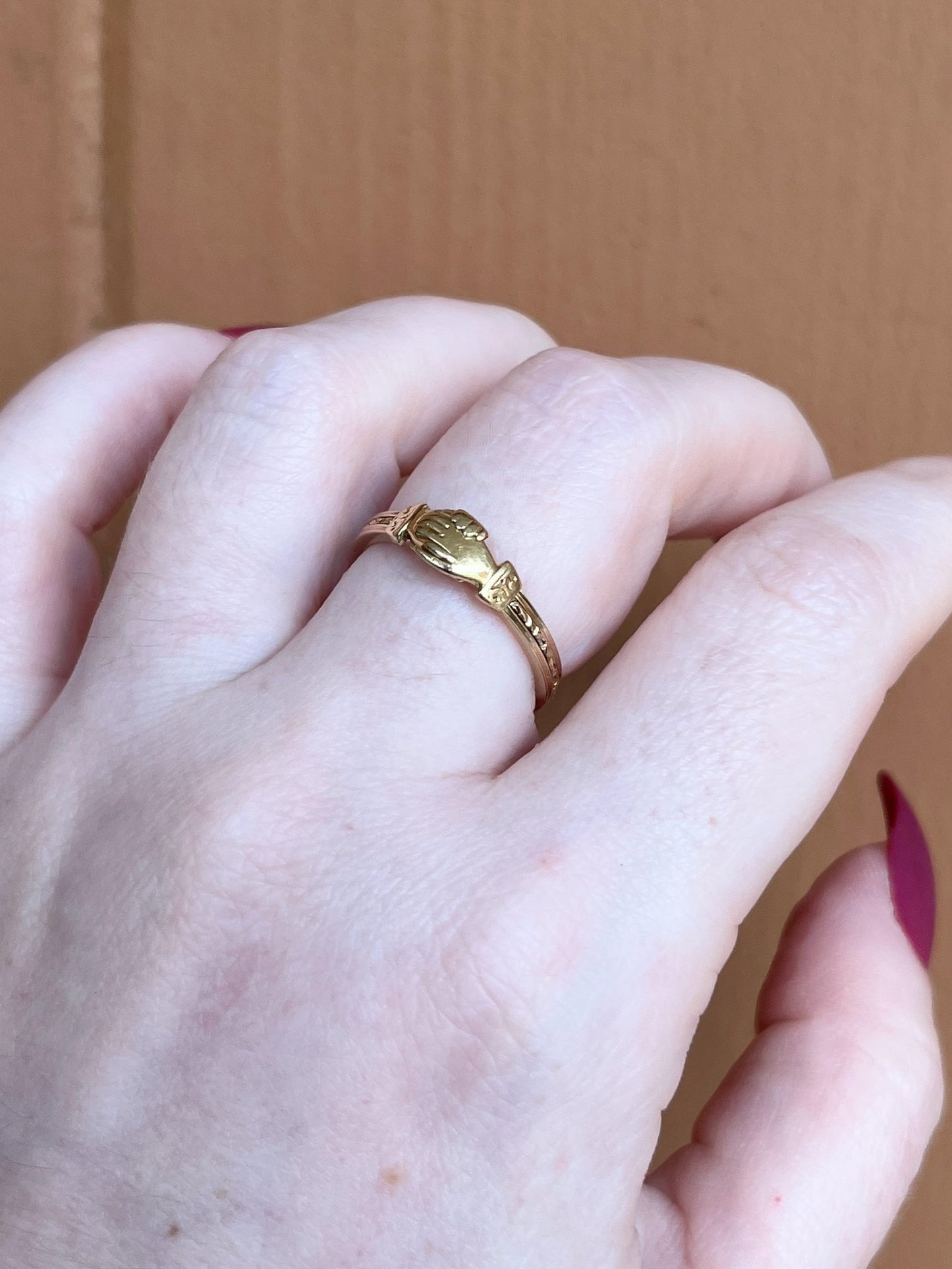 19th c. 14k Gold Fede Gimmel Ring