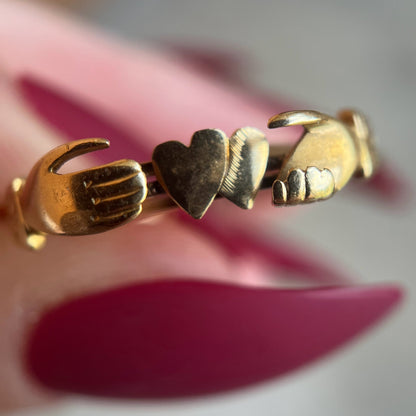 19th c. 14k Gold Fede Gimmel Ring