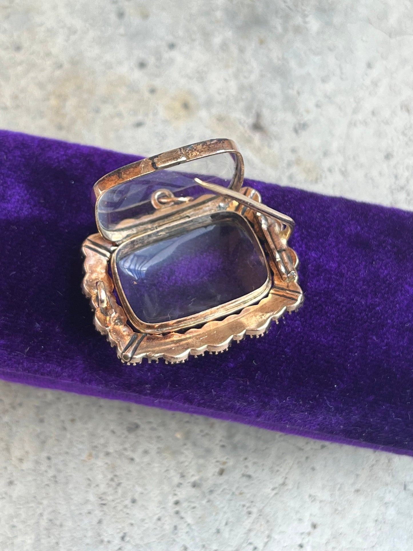 19th c. 10k Gold Rock Crystal Locket