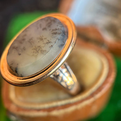 Late 19th c. 14k Gold Dendritic Agate Ring