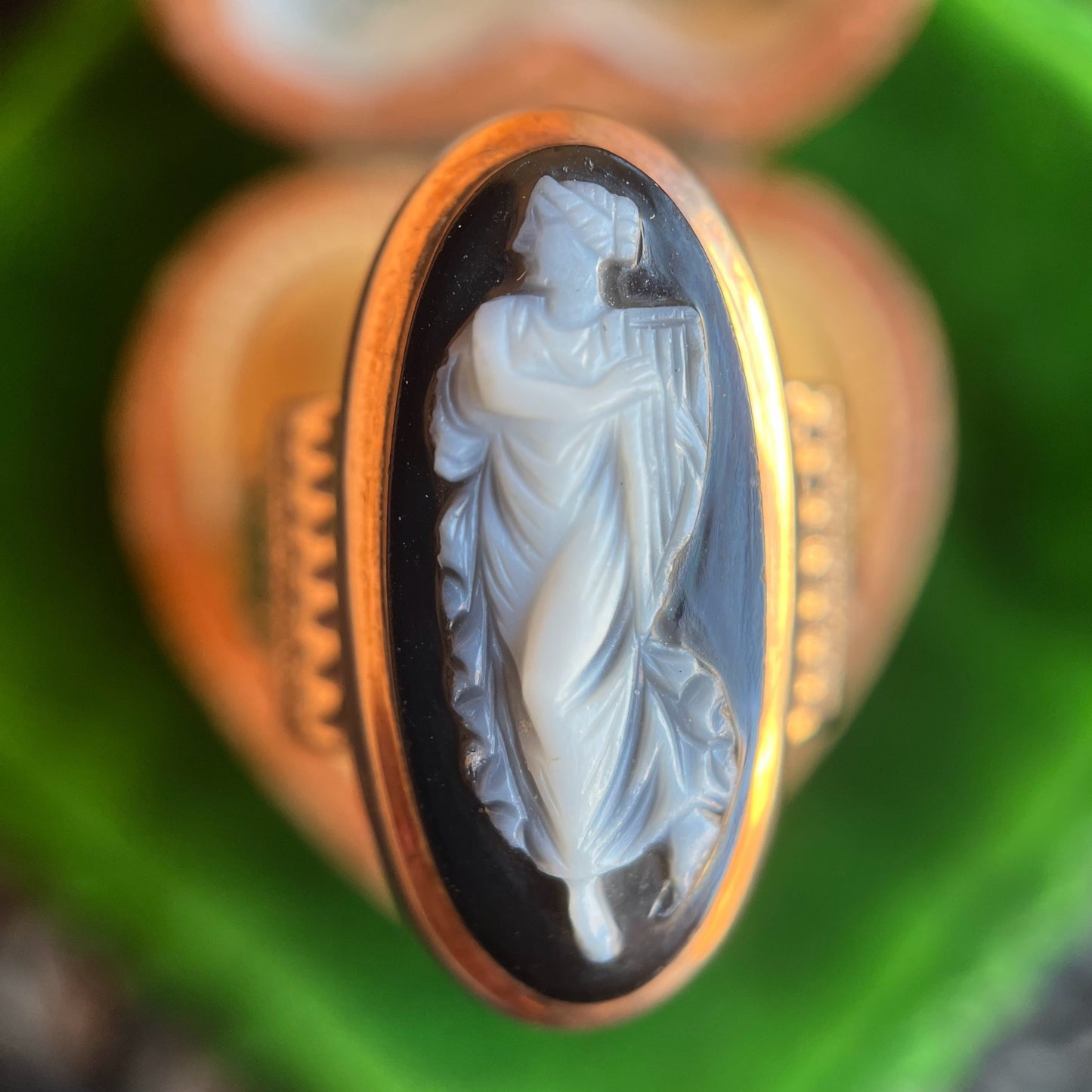c. 1870s-1880s 12k Gold Sardonyx Cameo Ring