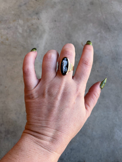 c. 1870s-1880s 12k Gold Sardonyx Cameo Ring