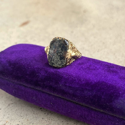 c. 1910s-1920s 14k Gold Petrified Wood Ring