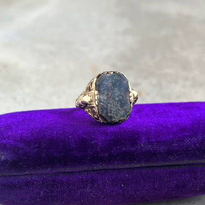 c. 1910s-1920s 14k Gold Petrified Wood Ring