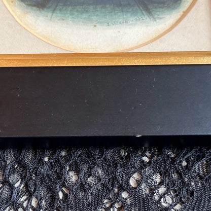 1830s Framed Miniature Portrait Painting | Signed J. Wood 1832