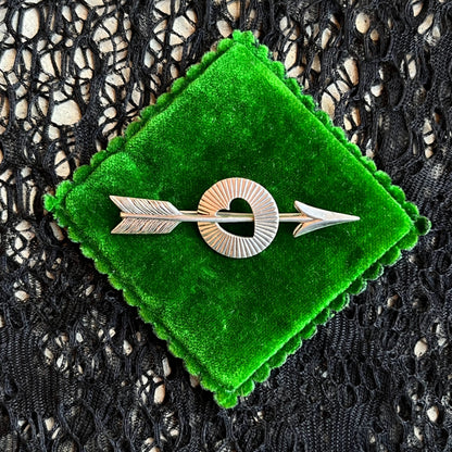 c. 1940s Sterling Silver Heart Arrow Brooch