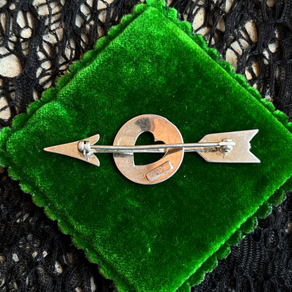 c. 1940s Sterling Silver Heart Arrow Brooch