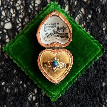 c. 1900s 10k Gold Black Opal Ring