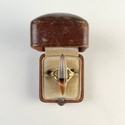 Late 19th c. 10-12k Gold Agate Ring | Sz 6