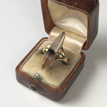 Late 19th c. 10-12k Gold Agate Ring | Sz 6