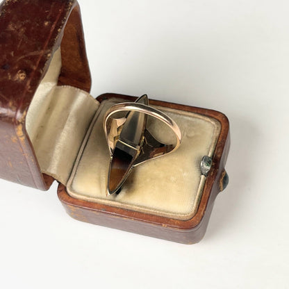 Late 19th c. 10-12k Gold Agate Ring | Sz 6