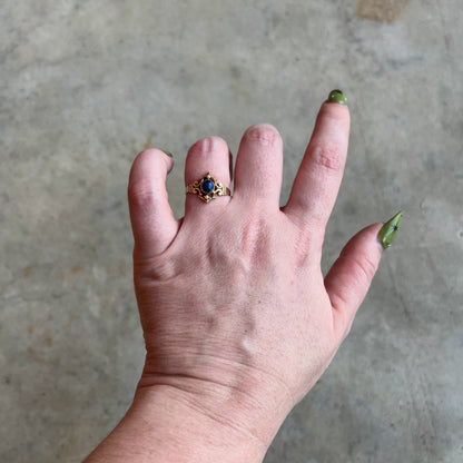 c. 1900s 10k Gold Black Opal Ring
