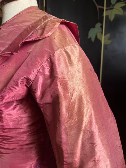 c. Late 1860s-Early 1870s Pink + Purple Silk Bodice