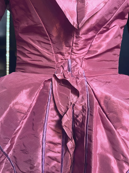 c. Late 1860s-Early 1870s Pink + Purple Silk Bodice