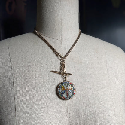 c. 1890s-1900s Large Moth Micromosaic Pendant