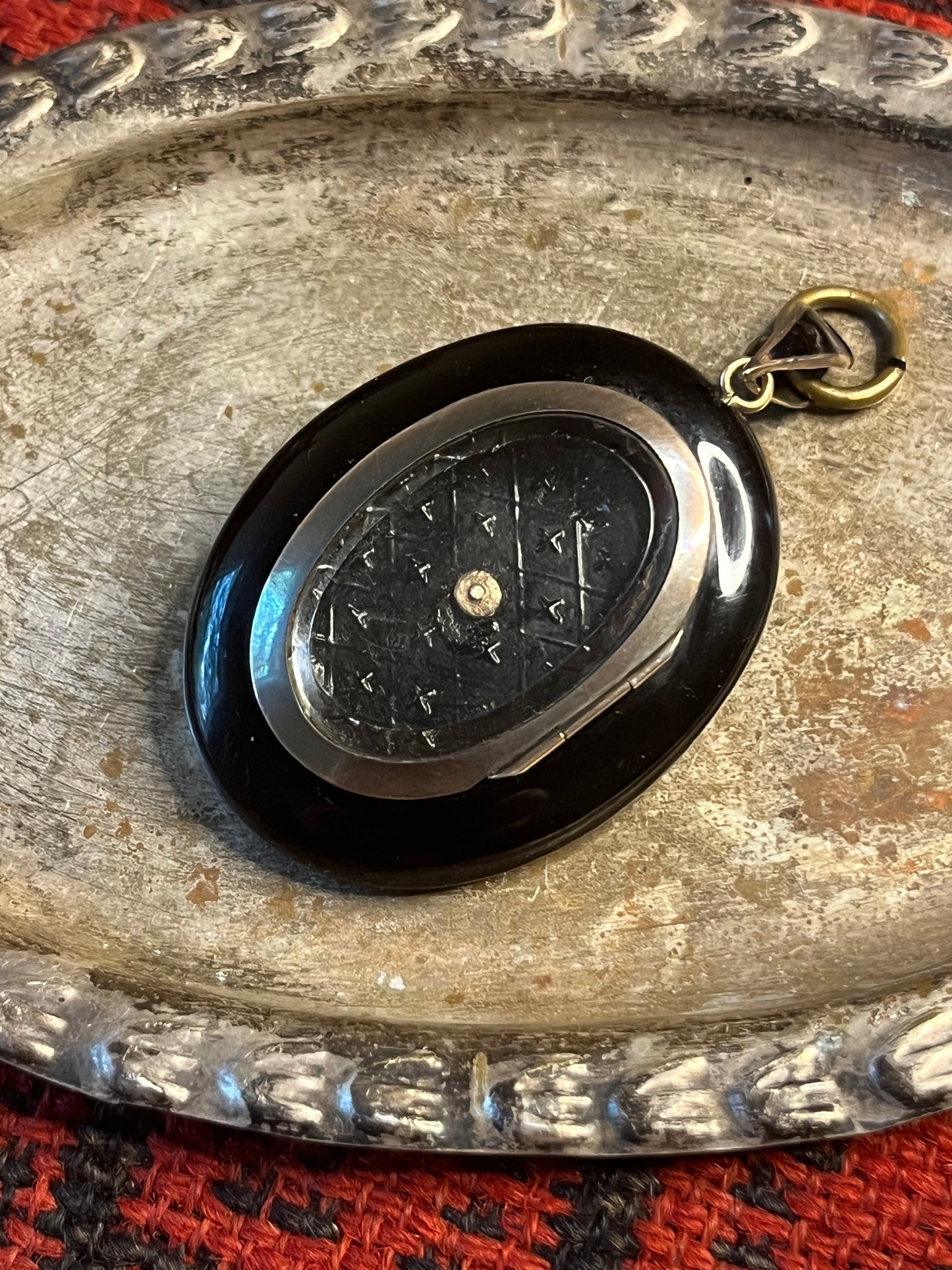 c. 1870s Seed Pearl Cross Mourning Locket