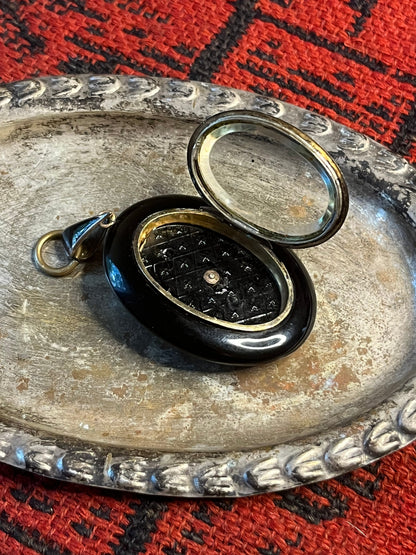 c. 1870s Seed Pearl Cross Mourning Locket