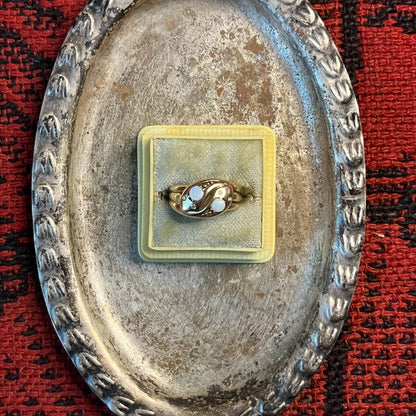 Victorian Opal Diamond Double Snake Ring