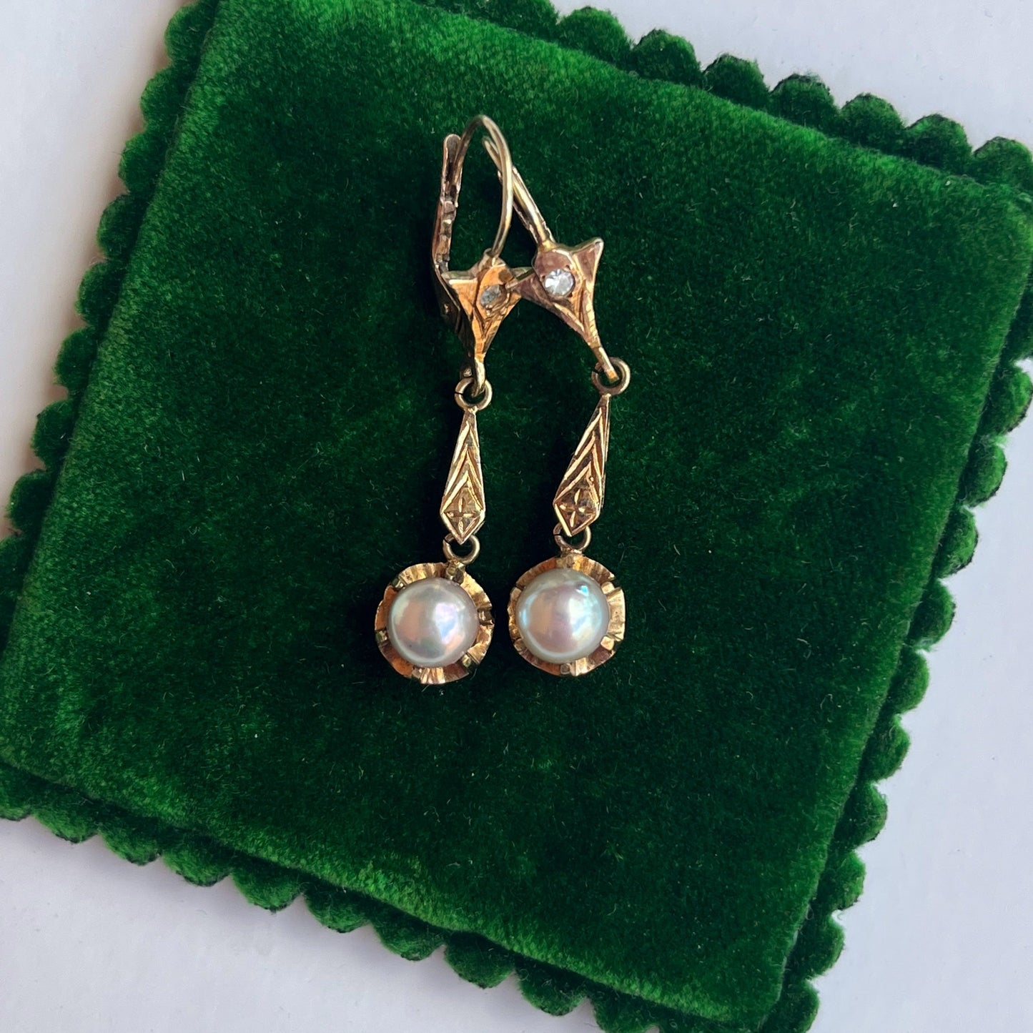 Early 20th c. 14k Gold Vermeil Earrings