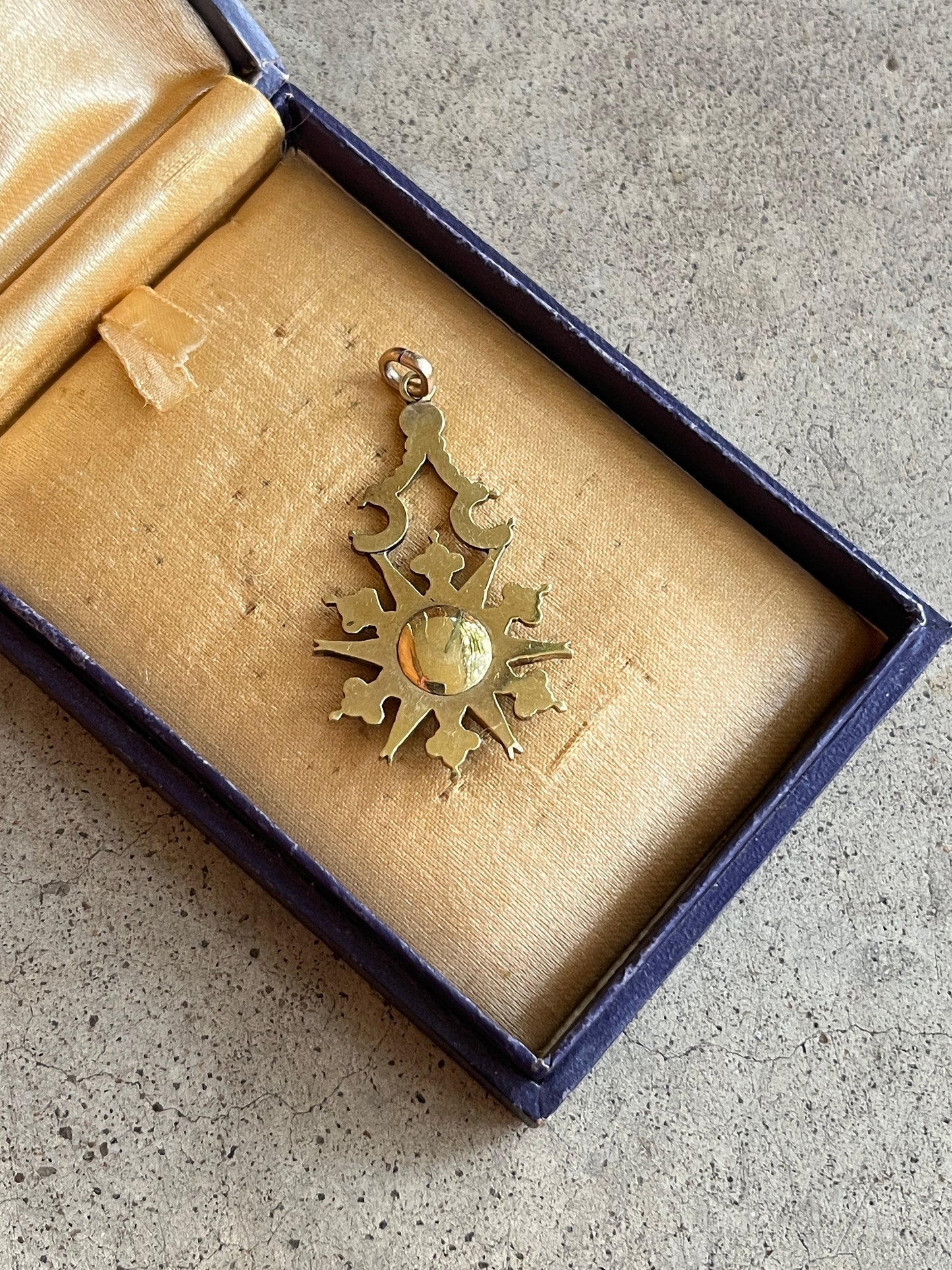 c. 1870s Crescent Moon Star 14k Gold + Onyx Hair Locket Pendant
