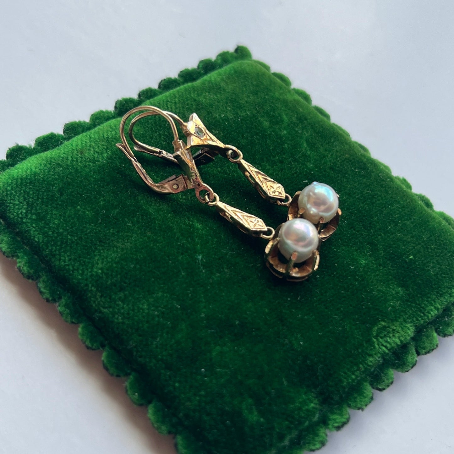 Early 20th c. 14k Gold Vermeil Earrings